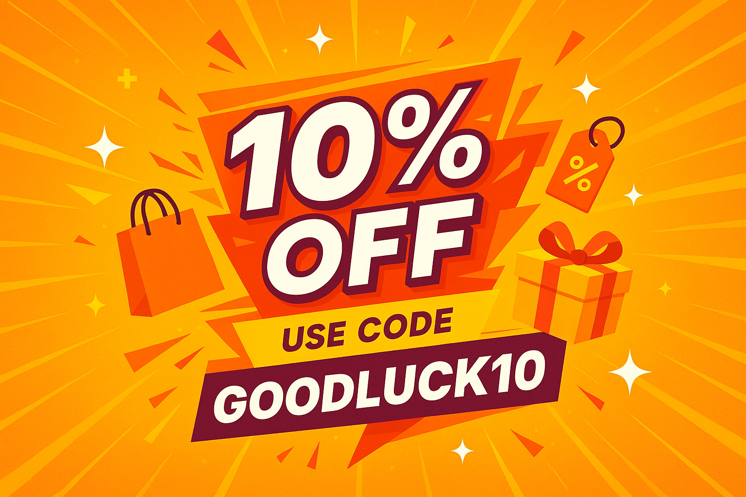 %10 sale 'GOODLUCK10'